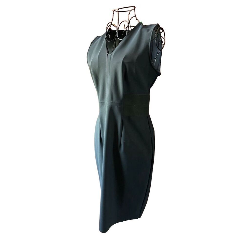 Ann Taylor Petite Sheath Dress Navy Blue Sleeveless V-Neck Size 8P